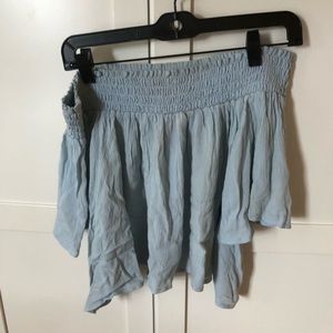 Off the shoulder baby blue top